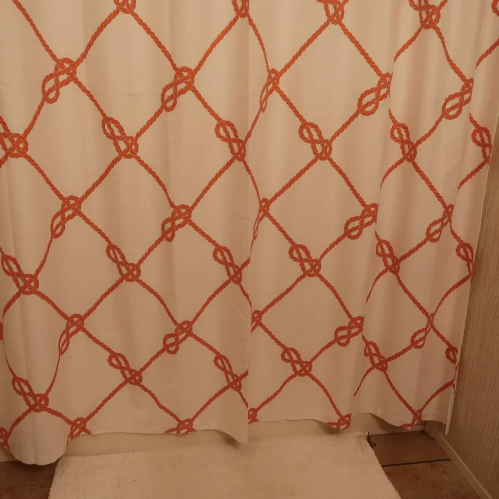 Max Studio Nautical Orange & White Shower Curtain